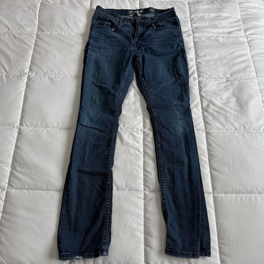 Men's BKE Buckle - Jake Straight Leg Stretch Denim Jeans - Size 33L (DARK BLUE)